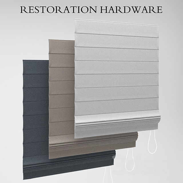 Restoration Hardware tailored romain shade 3ds Max - thumbnail 1