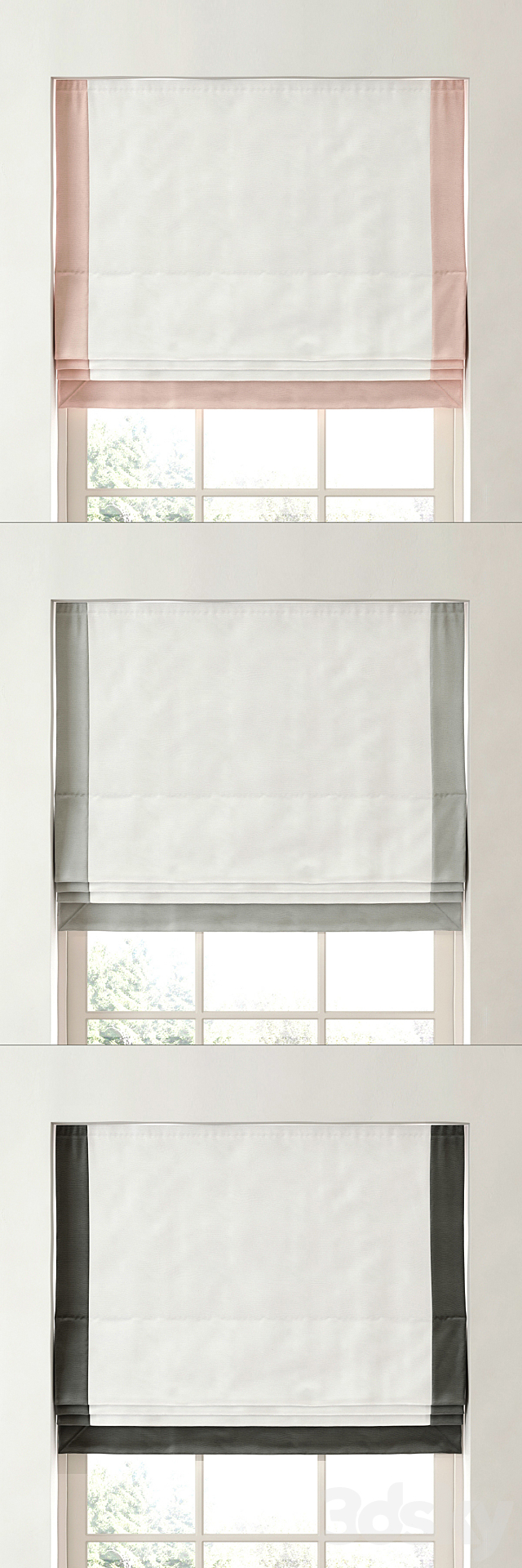 RH _ BORDERED COTTON CANVAS CORDLESS ROMAN SHADE 3DSMax File - thumbnail 1