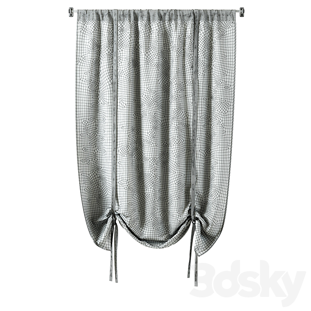 RH _ SHEER LINEN-COTTON TIE-UP SHADE 3DS Max Model - thumbnail 2