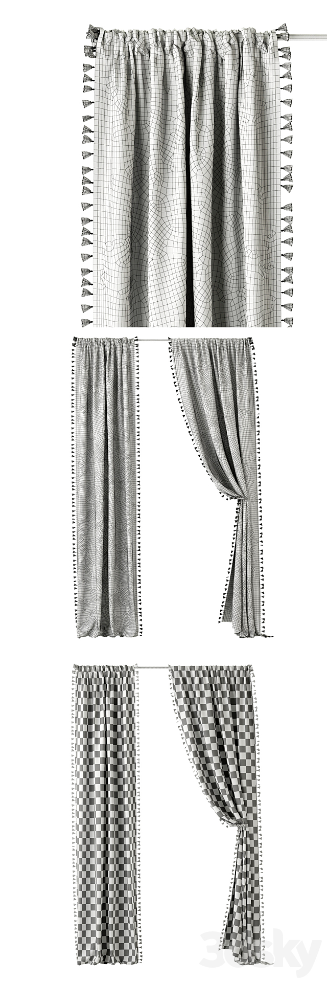 RH _ TASSEL-TRIMMED VOILE DRAPERY PANEL 3DSMax File - thumbnail 3