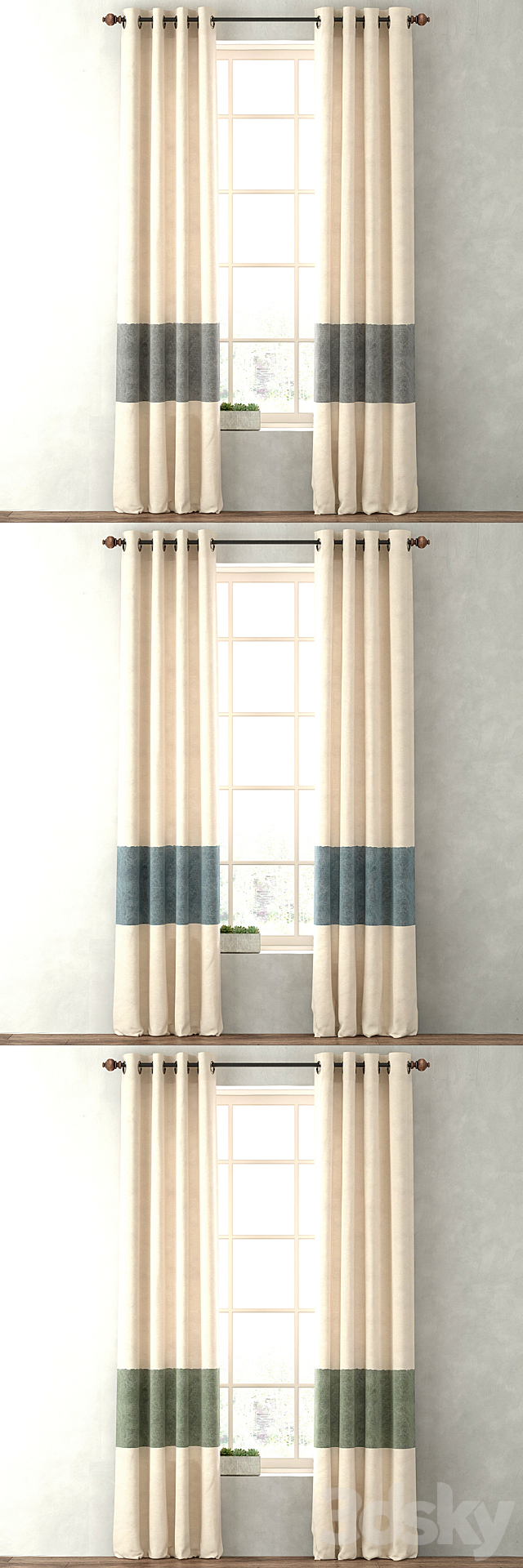 RH _ VINTAGE CANVAS STRIPE DRAPERY PANEL 3DS Max Model - thumbnail 1