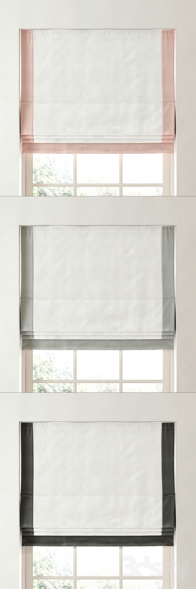 RH \/ BORDERED COTTON CANVAS CORDLESS ROMAN SHADE 3DS Max - thumbnail 3