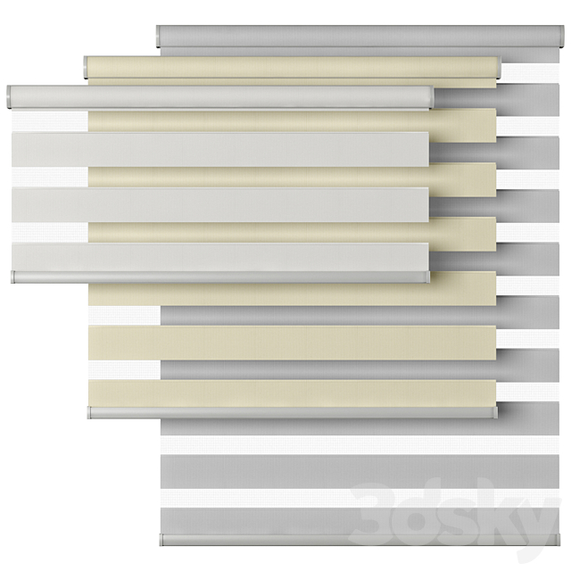 Roller Blind 58 | Select Blinds | Essential Light Filtering Dual Shade | Day and night 3DS Max Model - thumbnail 2