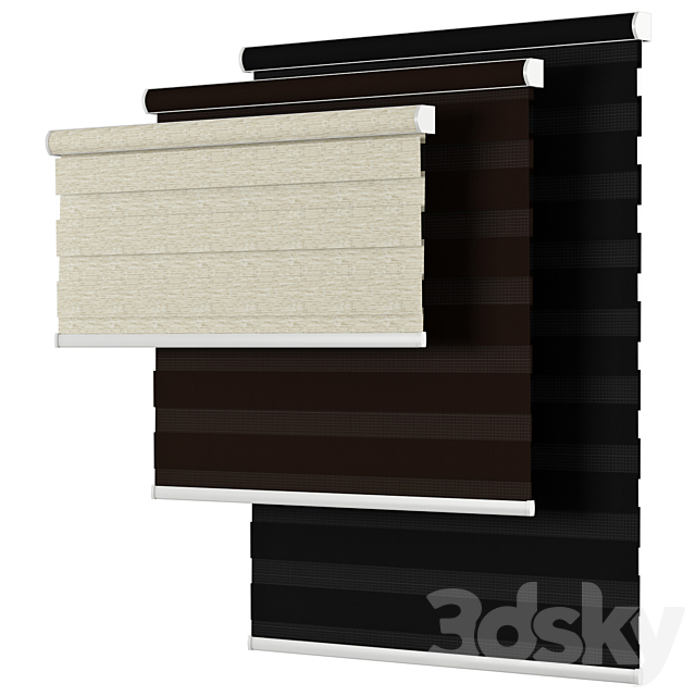 Roller Blind 58 | Select Blinds | Essential Light Filtering Dual Shade | Day and night 3DS Max Model - thumbnail 3