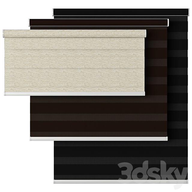 Roller Blind 58 | Select Blinds | Essential Light Filtering Dual Shade | Day and night 3DS Max Model - thumbnail 4