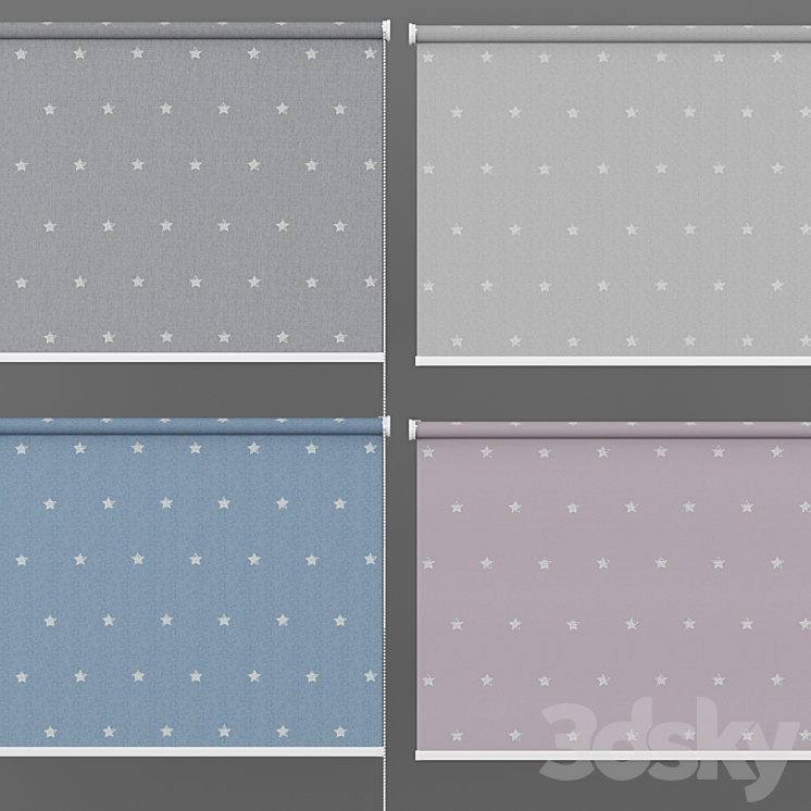 Roller Blind Stars in Four Colors Set 1 3DS Max - thumbnail 2