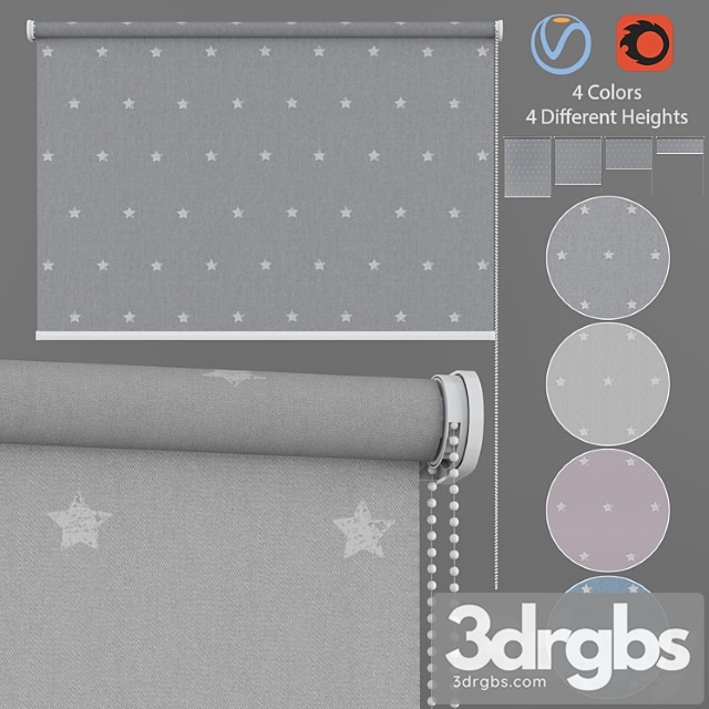 Roller Blind Stars in Four Colors Set 1 3dsmax Download - thumbnail 1