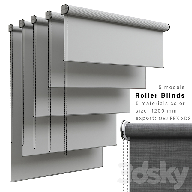 Roller blinds 01 3DS Max Model - thumbnail 3