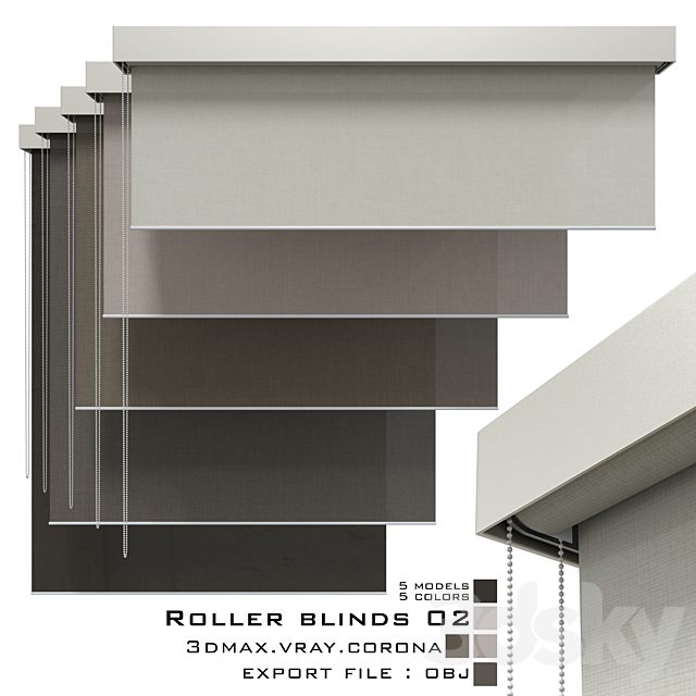 Roller blinds 02 3DS Max Model - thumbnail 2