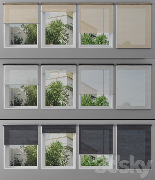 Roller blinds IKEA and window 3DS Max Model - thumbnail 3