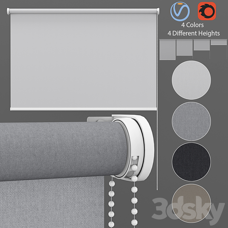 Roller Blinds Set 3 3DS Max - thumbnail 1