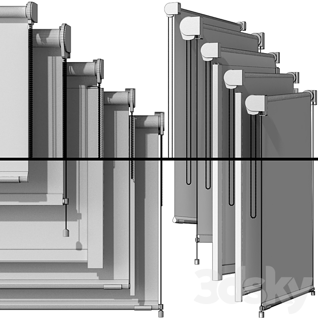 Roller blinds set 3DS Max Model - thumbnail 4