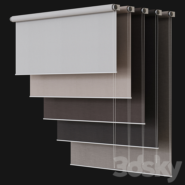 Roller blinds set №4 3ds Max - thumbnail 2