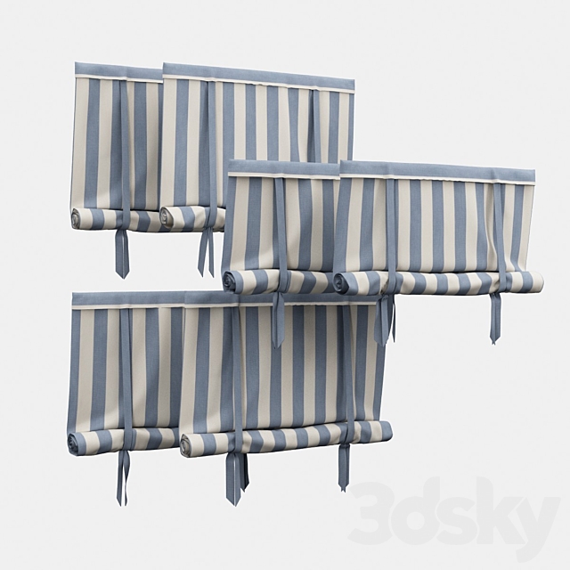 Roman blind with garters 3DS Max Model - thumbnail 1