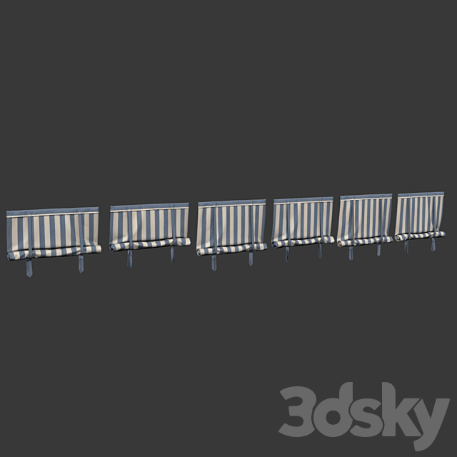 Roman blind with garters 3DS Max Model - thumbnail 3