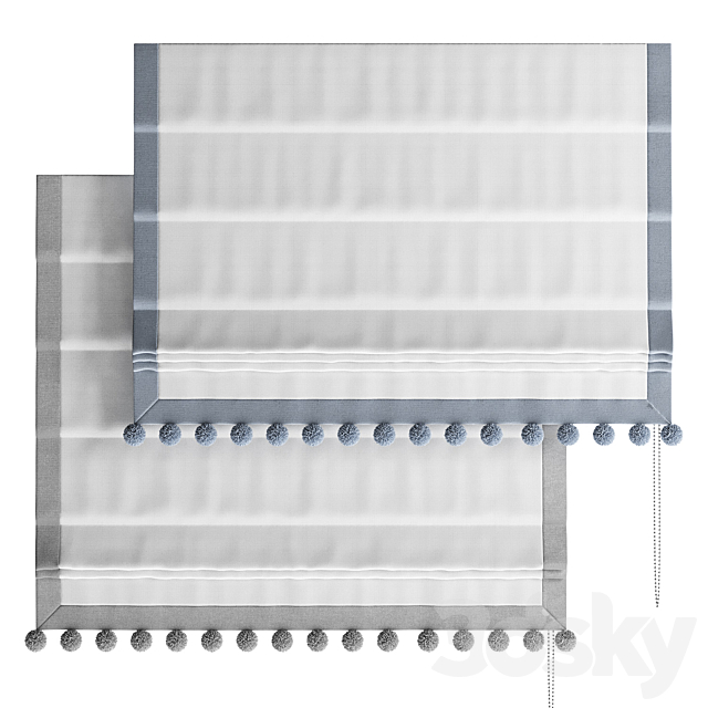 Roman blind with pom-poms for the nursery 3ds Max - thumbnail 2