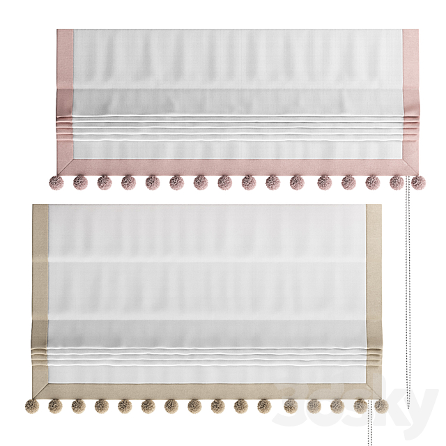 Roman blind with pom-poms for the nursery 3ds Max - thumbnail 3