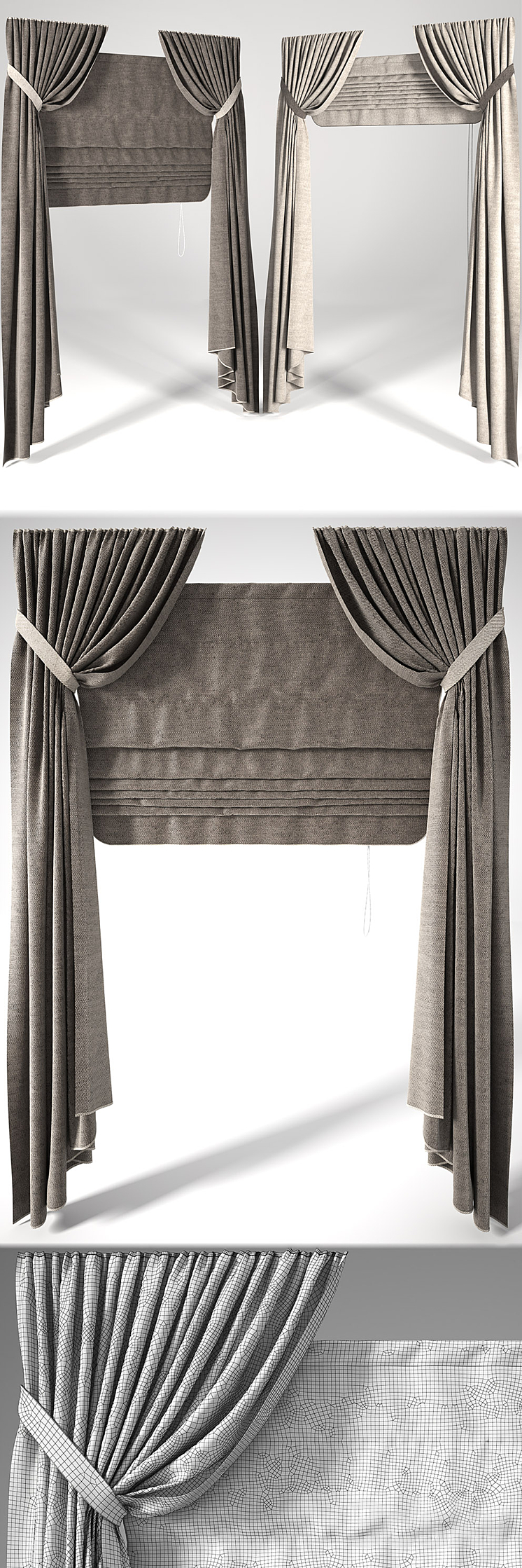 Roman blinds 2 positions 3DS Max - thumbnail 1