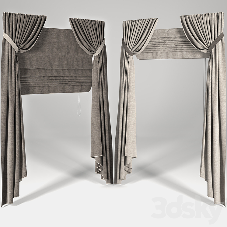 Roman blinds 2 positions 3DS Max - thumbnail 2