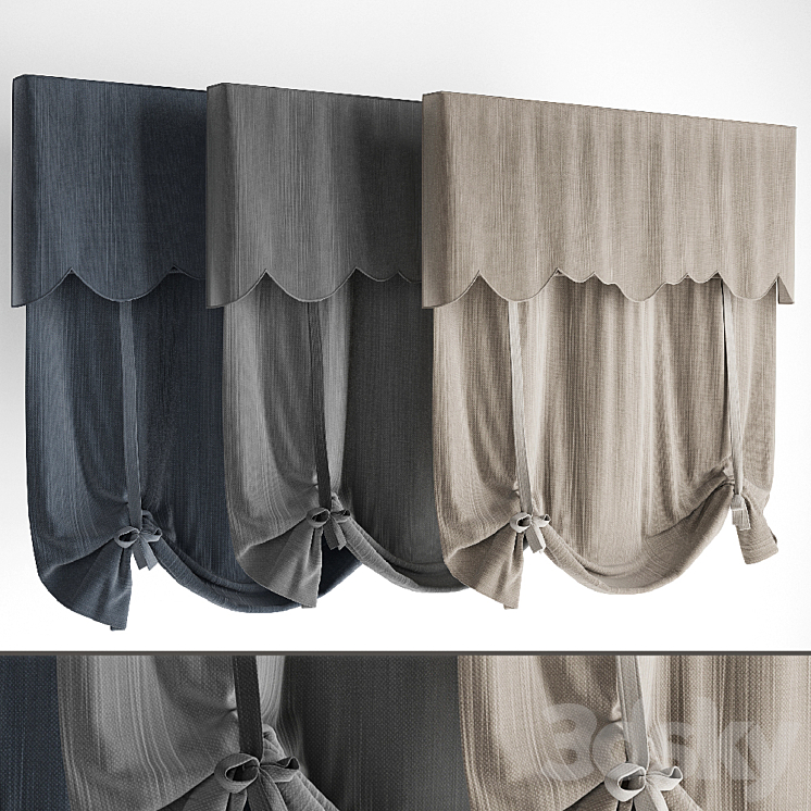 Roman blinds 20 3DS Max Model - thumbnail 1