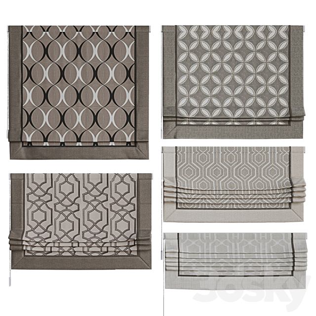 Roman blinds set 12 3DS Max Model - thumbnail 5