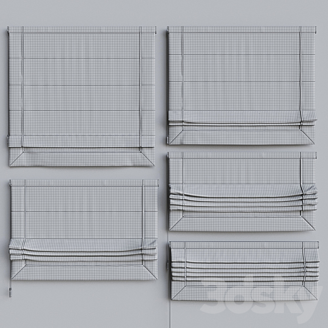 Roman blinds set 12 3DS Max Model - thumbnail 6