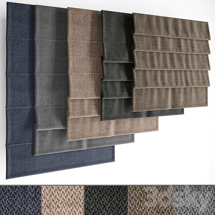 Roman blinds set 23 3DS Max - thumbnail 1