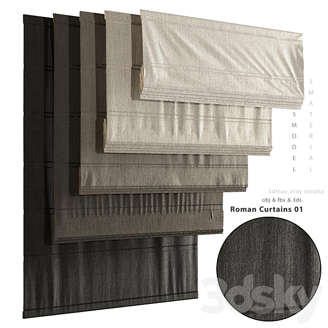 Roman curtain 01 3ds Max - thumbnail 1