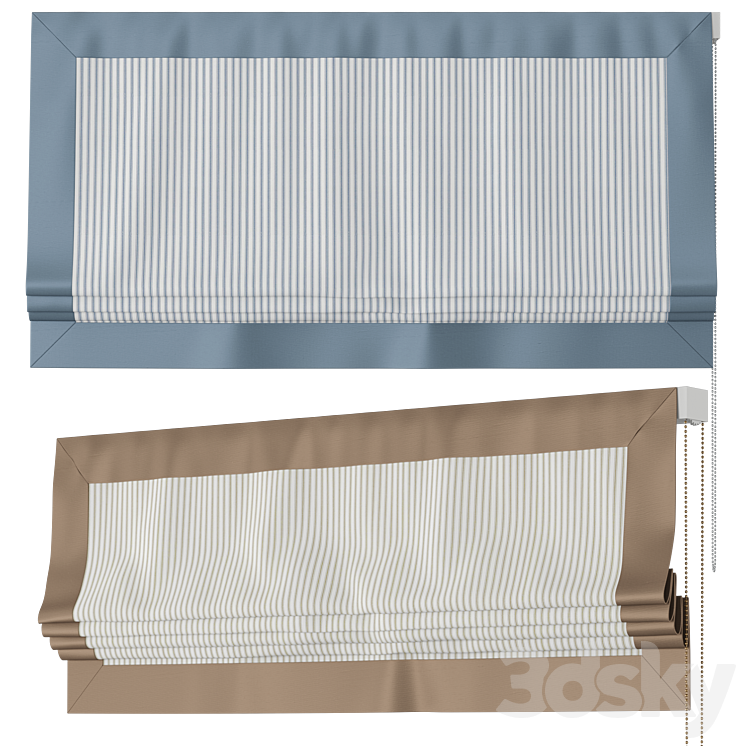 Roman Curtains 185 | Larkbury Curtains | Stripe and Silk 3DS Max Model - thumbnail 2