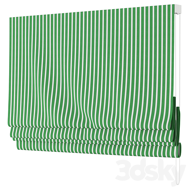 Roman Curtains 57 | Loom Decor | Green only 3DS Max Model - thumbnail 3