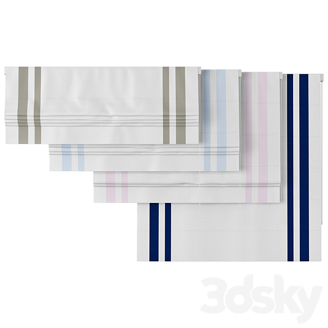 Roman Curtains 74 | Pottery Barn Kids | Harper Classic Border Cordless Blackout Roman Shade 3DS Max Model - thumbnail 2