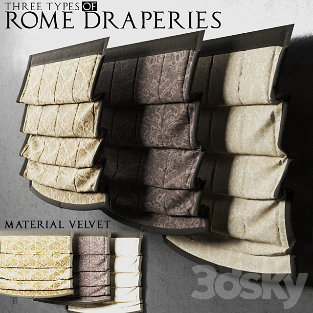 Roman shades of velvet 3DS Max Model - thumbnail 1