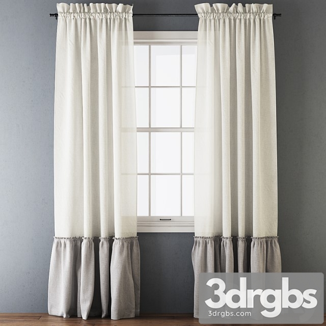 Ruffled cotton curtains 3dsmax Download - thumbnail 1