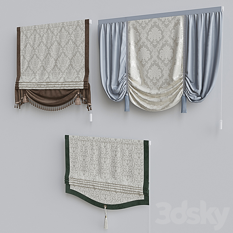 Set of classic roman curtains 3 3DS Max - thumbnail 2