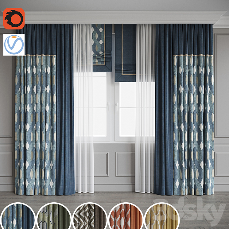 Set of curtains 102 3DS Max Model - thumbnail 1