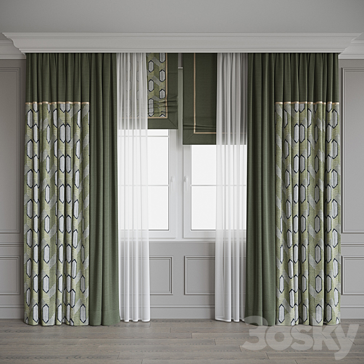 Set of curtains 102 3DS Max Model - thumbnail 2