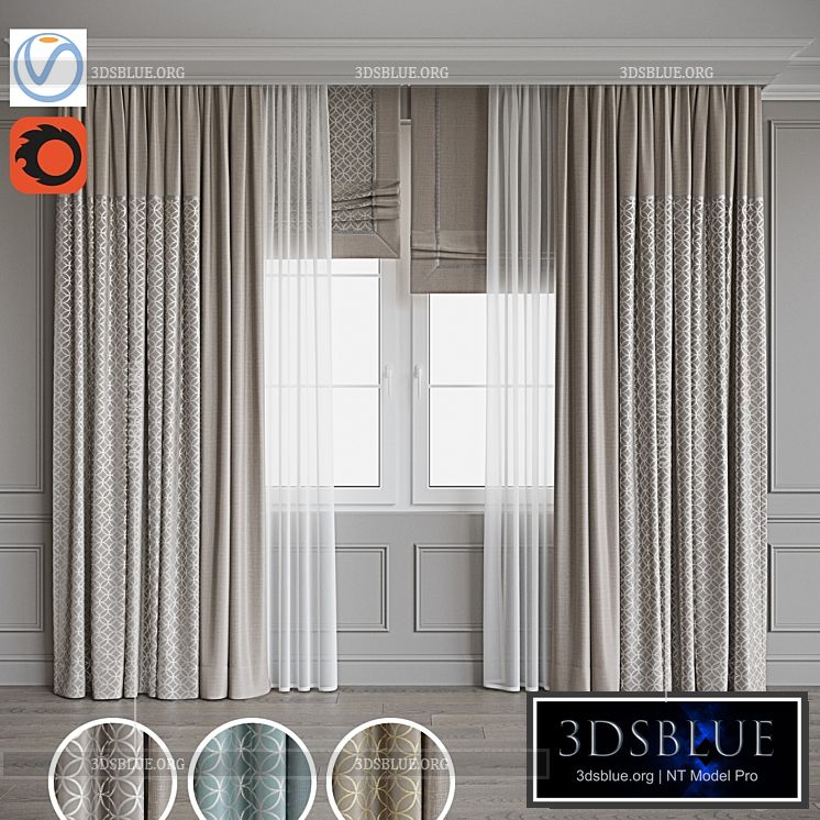 Set of curtains 106 3DS Max - thumbnail 3