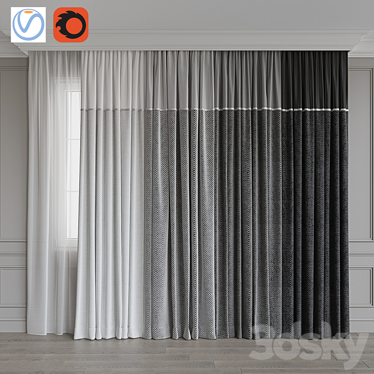 Set of curtains 107 3DS Max - thumbnail 1