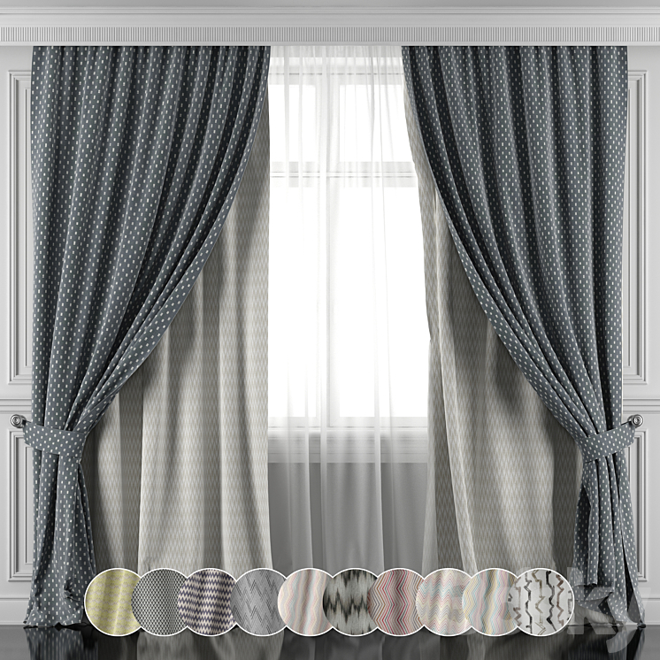 Set of curtains 456-461 3DS Max - thumbnail 1