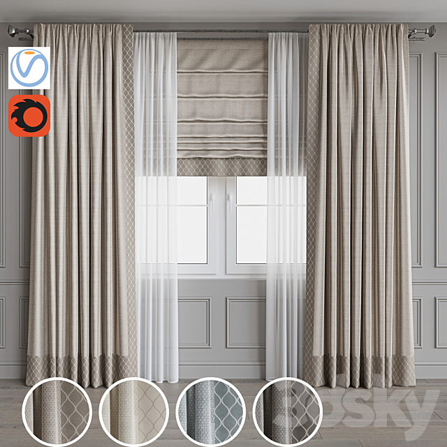 Set of curtains 62 3dsMax Model - thumbnail 1