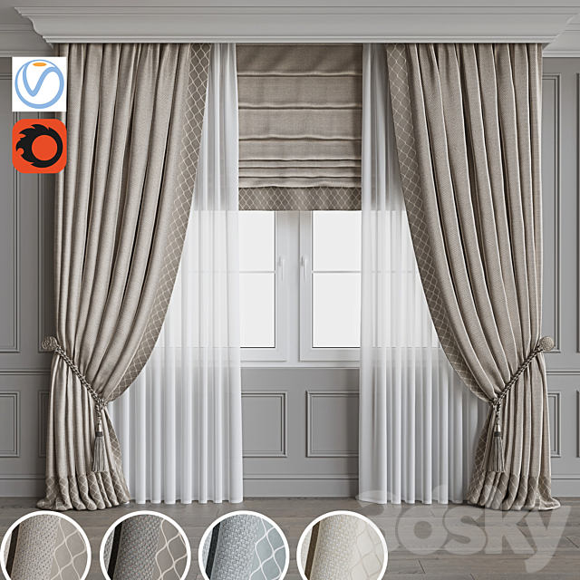 Set of curtains 64 3ds Max - thumbnail 1