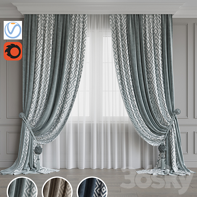 Set of curtains 70 3ds Max - thumbnail 1