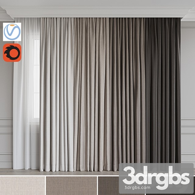 Set of curtains 72 3dsmax Download - thumbnail 1