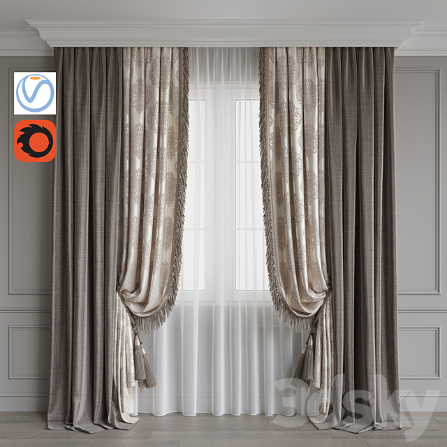 Set of curtains 84 3dsMax Model - thumbnail 1