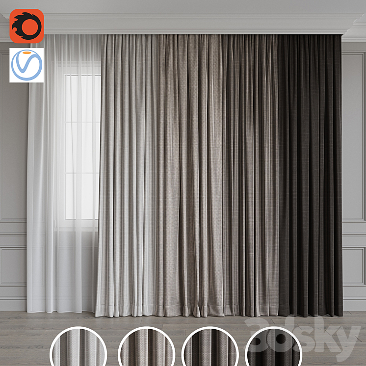 Set of curtains 86 3DS Max - thumbnail 1