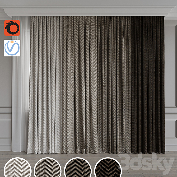 Set of curtains 90 3DS Max - thumbnail 1