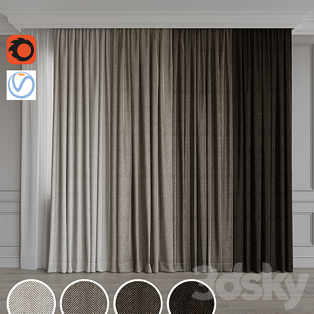 Set of curtains 90 3DSMax File - thumbnail 1