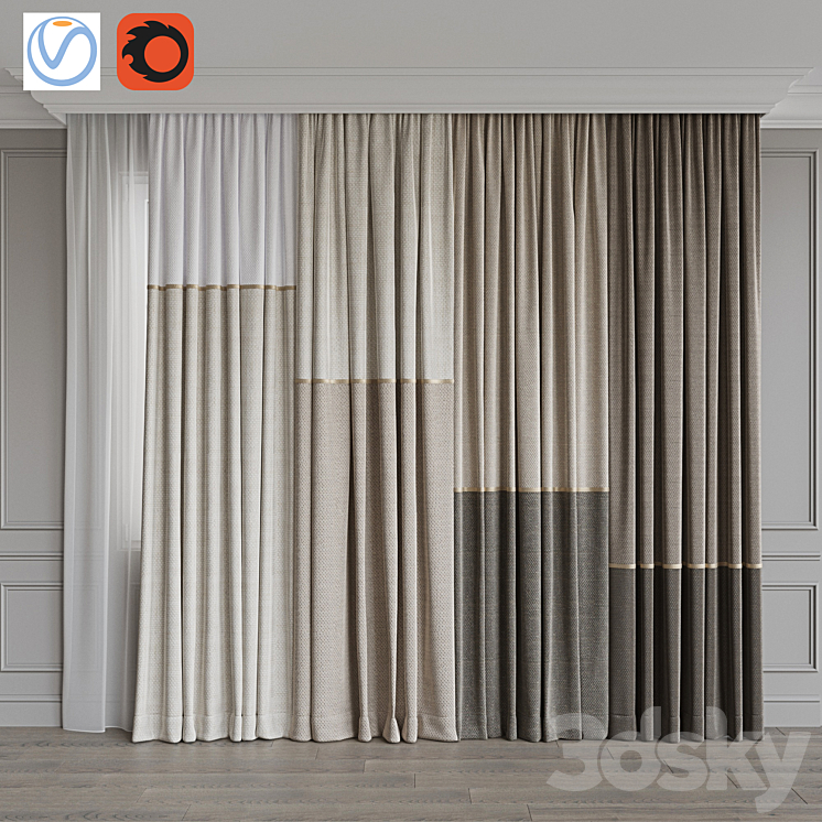 Set of curtains 92 3DS Max - thumbnail 1