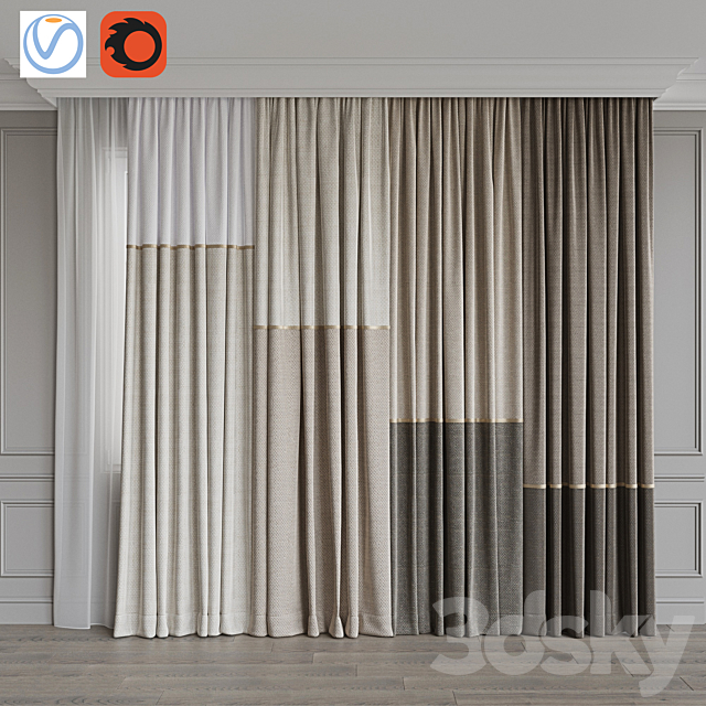 Set of curtains 92 3DSMax File - thumbnail 1