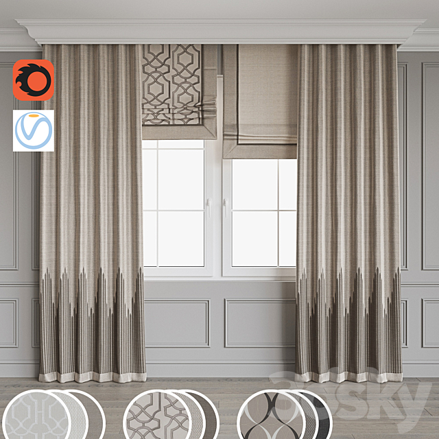 Set of curtains 93 3ds Max - thumbnail 1